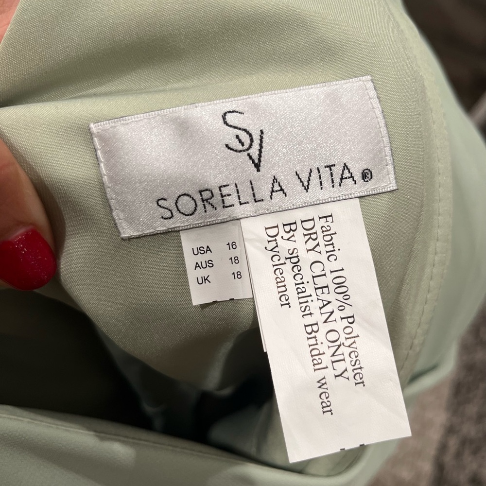 NWT Sorella Vita size 16 off shoulder design, color sage, style 9150 - Picture 3 of 13